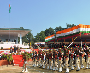 Governor of Arunachal Pradesh Lt. Gen (Retd) Nirbhay Sharma during the Republic Day celebration at Indira Gandhi, Itanagar on the occasion of 65th Republic Day 2014